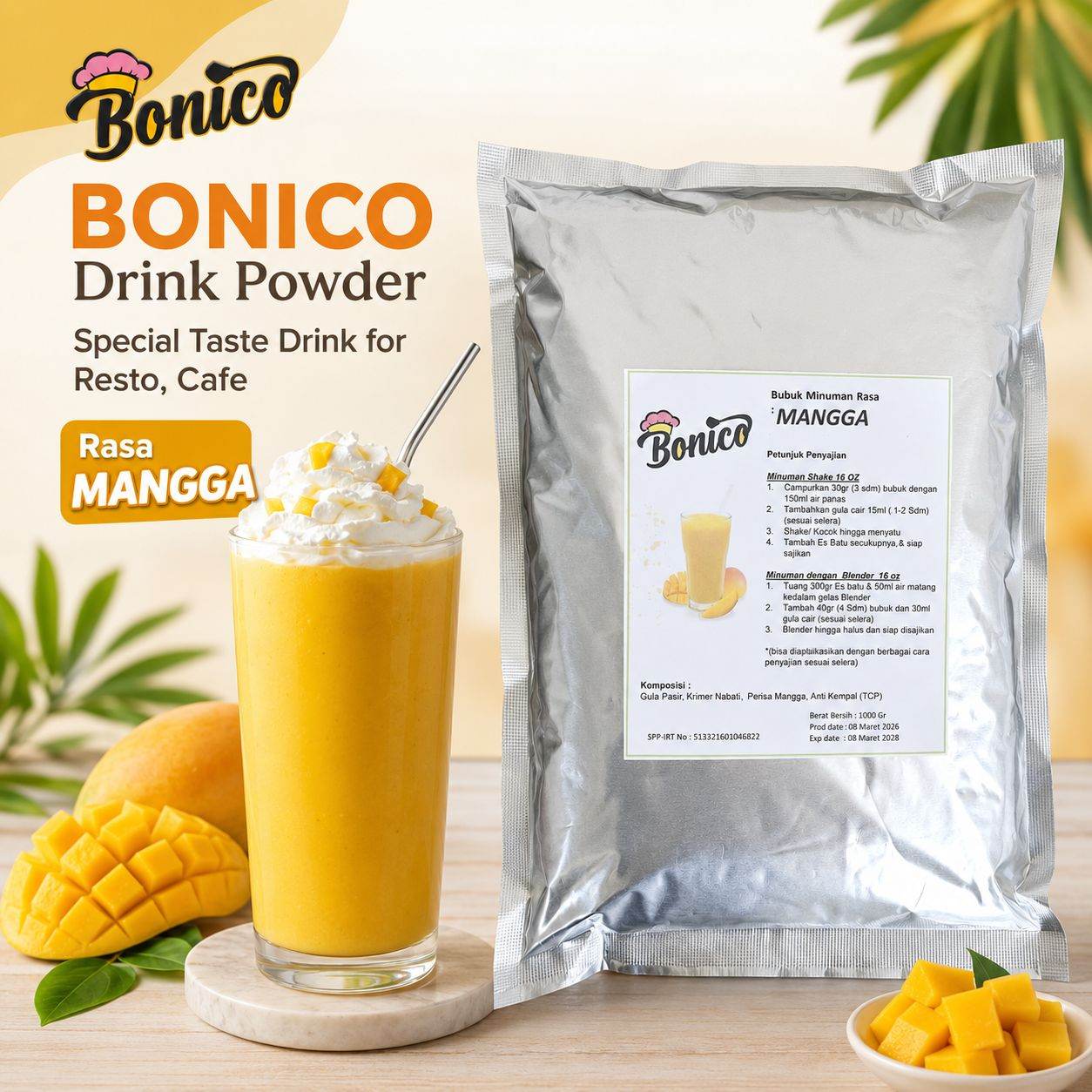 MANGGA 500gr Bubuk Minuman Bonico, serbuk UBI UNGU drink powder