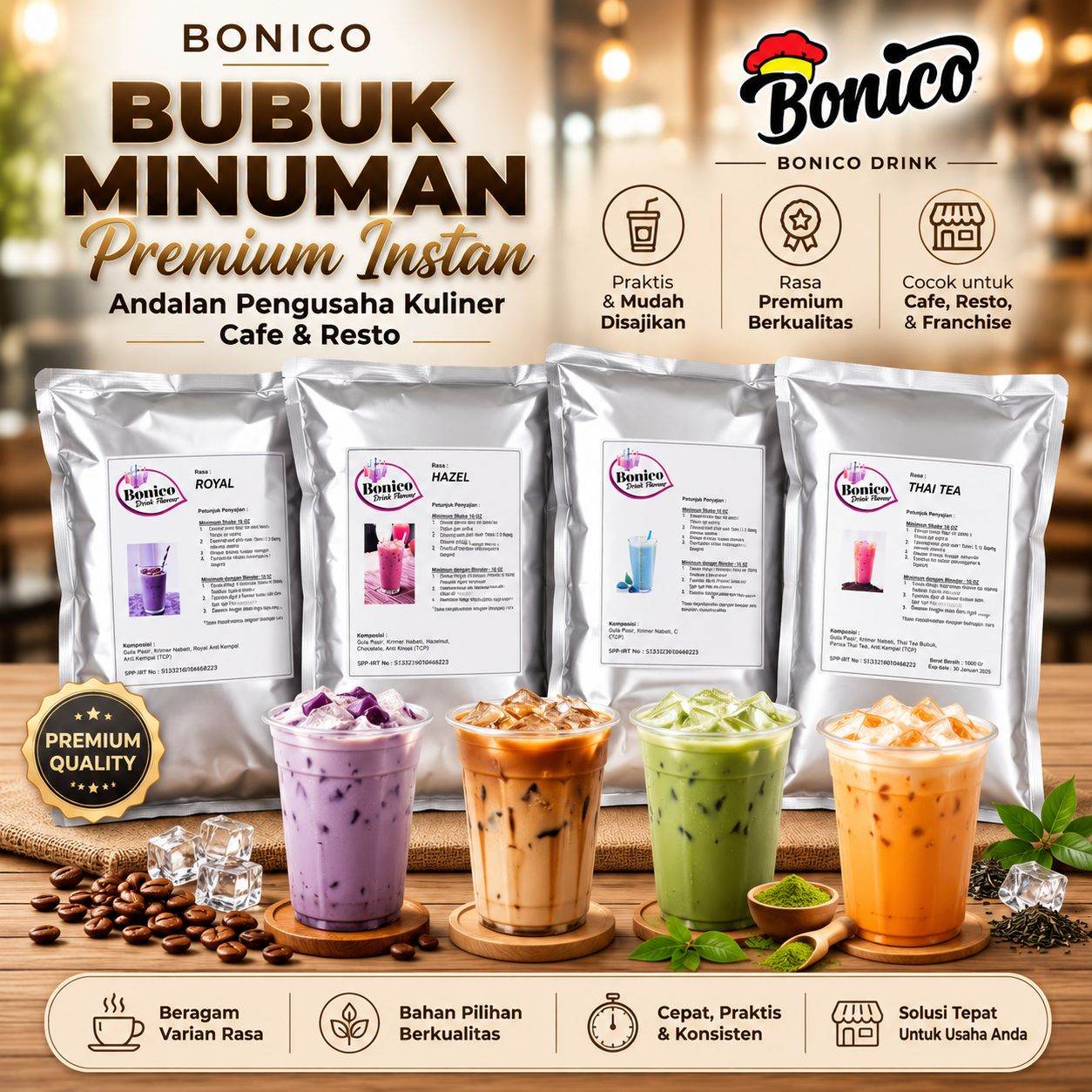CAPPUCINNO Bubuk Minuman Bonico 1Kg drink powder kedai UMKM Cafe Resto CAPUCINO
