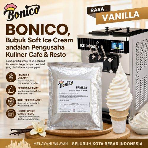 Bonico VANILLA Soft ice cream powder 1kg es krim bubuk soft serve